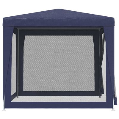 vidaXL Party Tent with 4 Mesh Sidewalls Blue 8.2'x8.2'HDPE