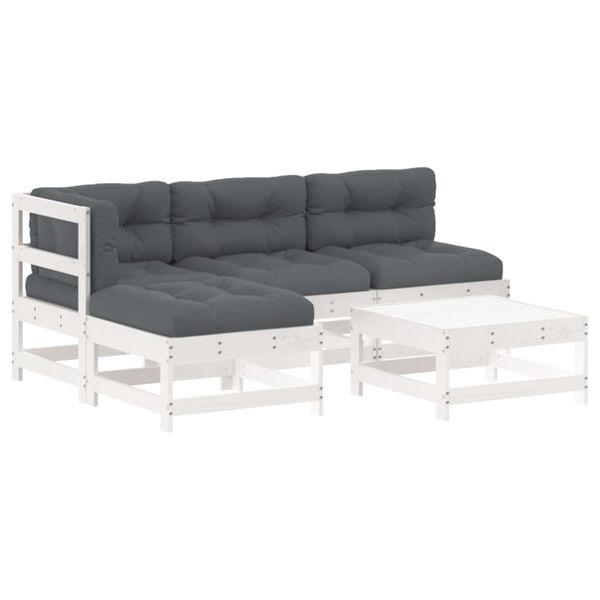 vidaXL Garden Lounge Set White, Anthracite