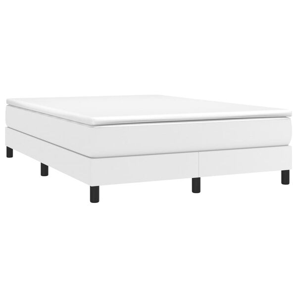 vidaXL Box Spring Bed with Mattress White 59.8"x79.9" Queen Faux Leather