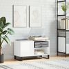 vidaXL Record Cabinet Glossy White Engineered Wood, Iron Medium