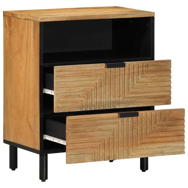 vidaXL Bedside Cabinet Brown Solid Mango Wood, Engineered Wood Medium