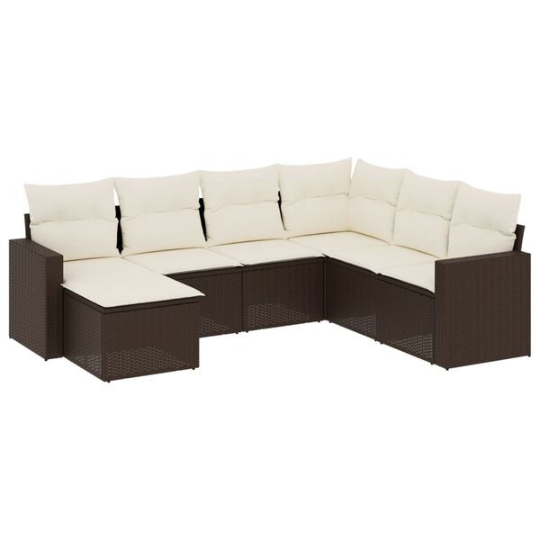 vidaXL Garden Sofa Set Brown, Cream White