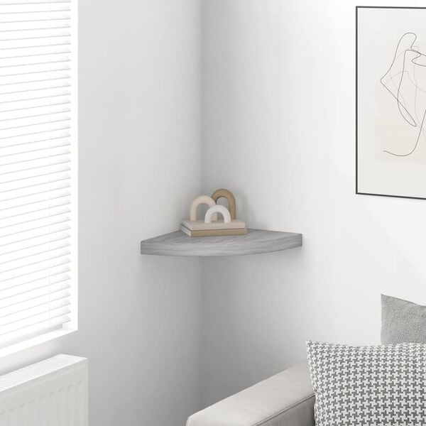 vidaXL Wall Corner Shelf Concrete gray Honeycomb MDF 13.8 in corner size