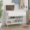 vidaXL Shoe Cabinet High gloss white Engineered wood, solid eucalyptus wood