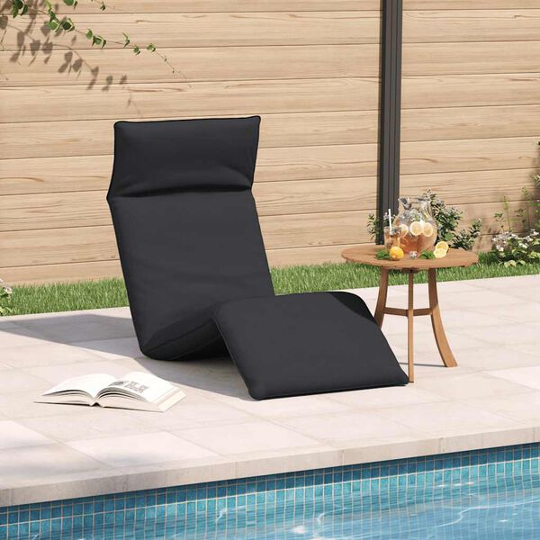 vidaXL Sun Lounger Black Oxford fabric, metal, foam 68.9x21.3x3.3 in