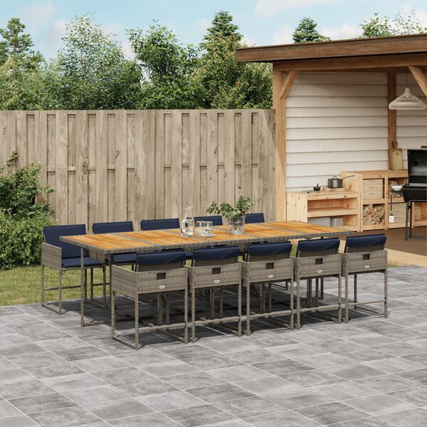 vidaXL Garden Dining Set Grey, Brown, Navy Blue