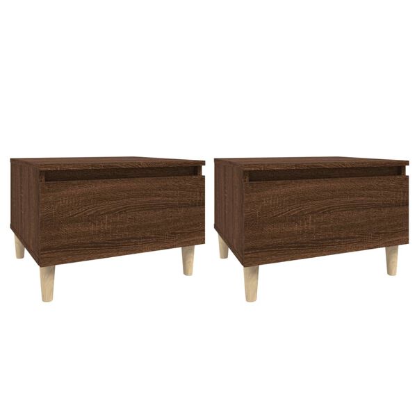 vidaXL Side Table Set of 2 Brown Oak Engineered wood Small Side Table