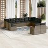vidaXL Garden Sofa Set Grey PE rattan, powder-coated steel, polyester fabric