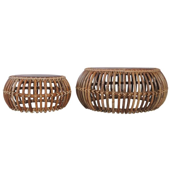 vidaXL Coffee Table Set of 2 Natural Brown