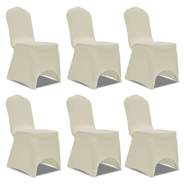 vidaXL Chair Cover Set of 12 Cream 90% Polyester, 10% Elastane