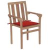 vidaXL Stackable Patio Chairs with Cushions 4 pcs Solid Teak Wood