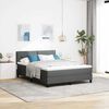 vidaXL Box Spring Bed Dark Grey and White 59.84 x 79.92 in Fabric