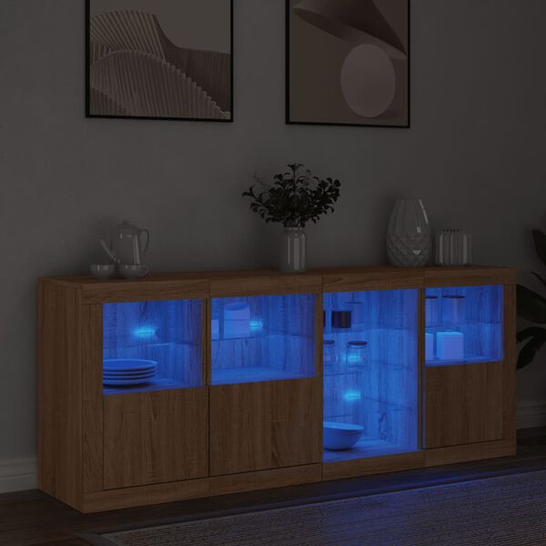 vidaXL Sideboard Sonoma oak Engineered wood, glass Medium Sideboard