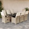 vidaXL 9 Piece Patio Dining Set with Cushions Beige Poly Rattan
