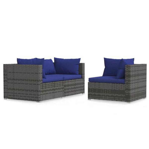 vidaXL Garden Lounge Set Grey, Dark Blue
