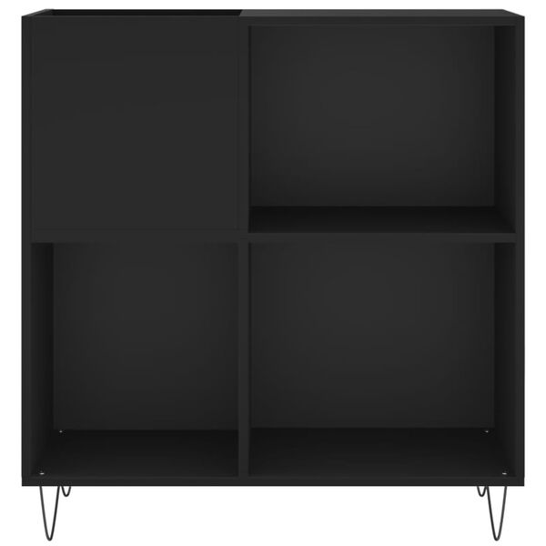 vidaXL Record Cabinet Black Engineered wood, Iron 33.3x15.0x35.0 in