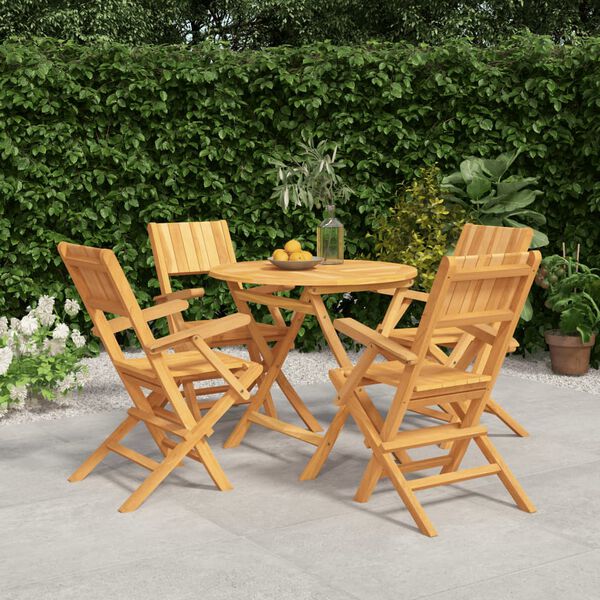vidaXL Garden Dining Set Teak Solid Teak Wood 5 Piece Foldable