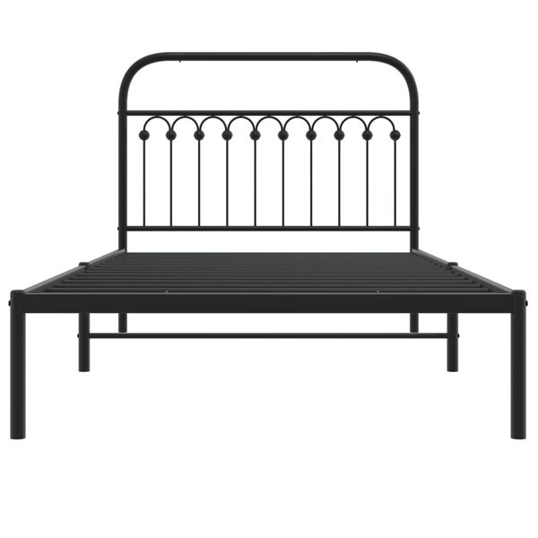 vidaXL Bed Frame Black Steel Twin Bed Frame Rectangular Twin Bed