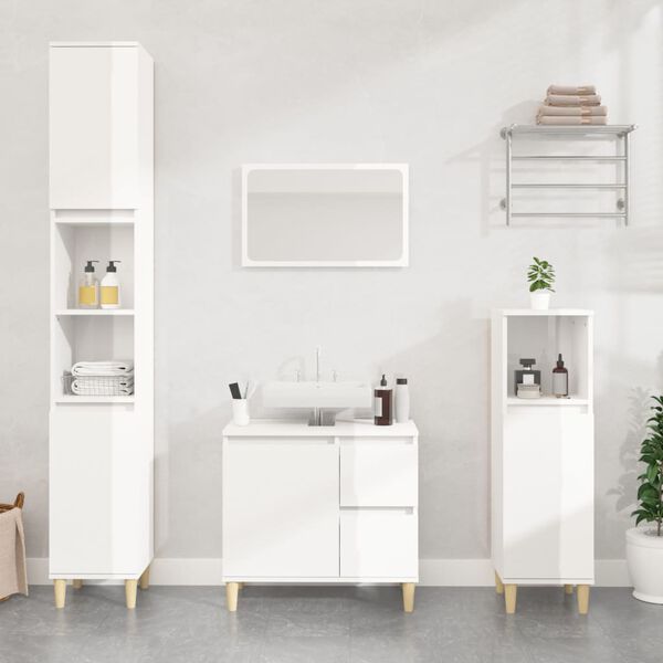 vidaXL Bathroom Cabinet High gloss white