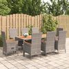vidaXL Garden Dining Set Grey, Dark Grey PE Rattan Large Dining Set