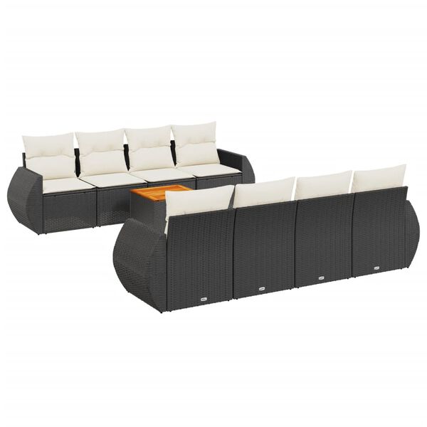 vidaXL Garden Sofa Set Black, Cream