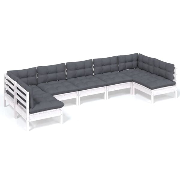 vidaXL Garden Lounge Set White, Anthracite Solid pinewood, polyester