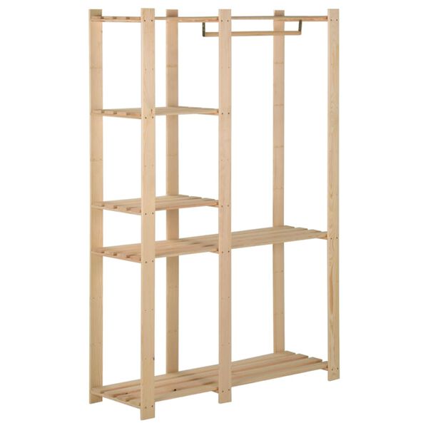 vidaXL Clothes Rack Natural pinewood Solid pinewood 43.3 x 15.0 x 66.9 in