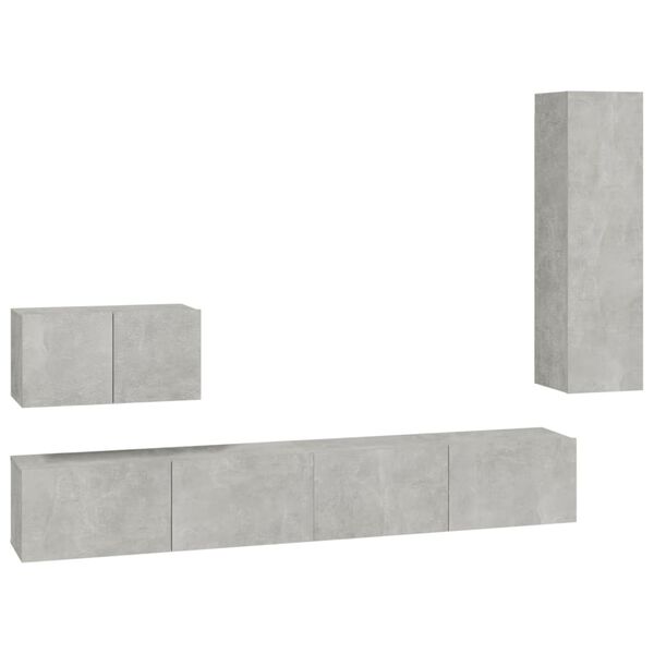 vidaXL TV Cabinet Set 4 Pieces Concrete Grey Engineered Wood Large
