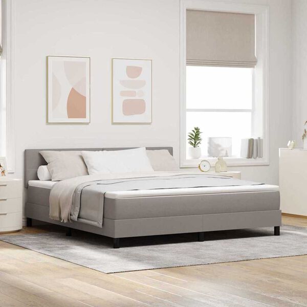 vidaXL Box Spring Bed with Mattress Taupe 70.9" x 78.7" fabric
