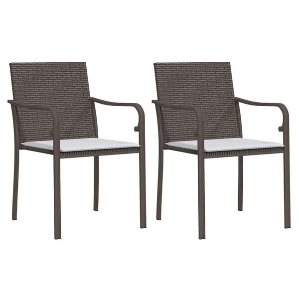 vidaXL Garden Chair Set of 2 Brown PE rattan Standard Durable