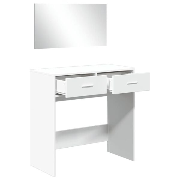 vidaXL Dressing Table White Engineered wood, glass Medium Dressing Table