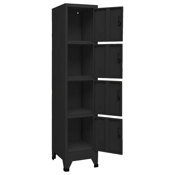 vidaXL Locker Cabinet Black Steel Medium Locker Cabinet Rectangular