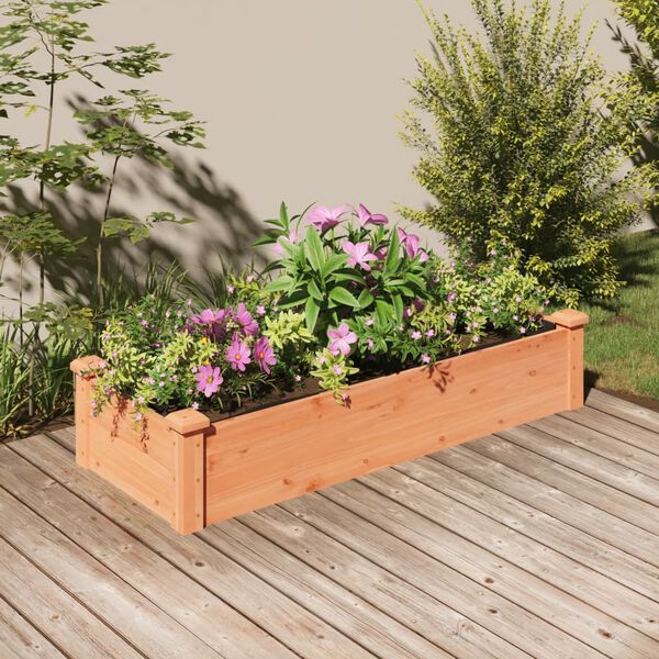 vidaXL Garden Raised Bed Brown Solid fir wood, non-woven fabric Large