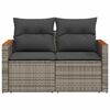 vidaXL Garden Sofa Grey Poly Rattan, Powder-coated steel, Solid Acacia wood