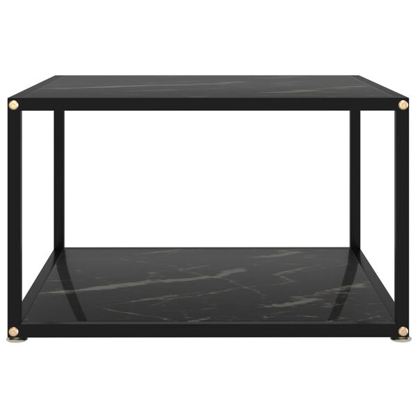 vidaXL Coffee Table Black Tempered Glass 23.6 x 23.6 x 13.8 in Square