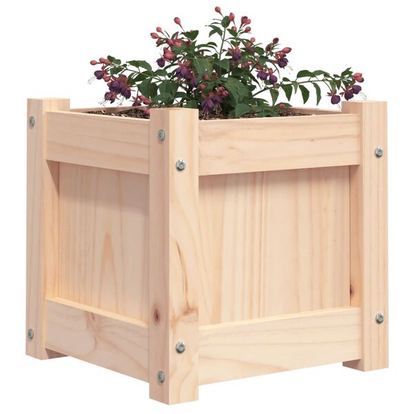 vidaXL Garden Planter Natural Solid pine wood Medium Decorative Inlays