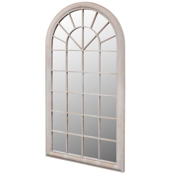 vidaXL Mirror Antique White Powder-Coated Iron, Glass 23.6 x 45.7 in