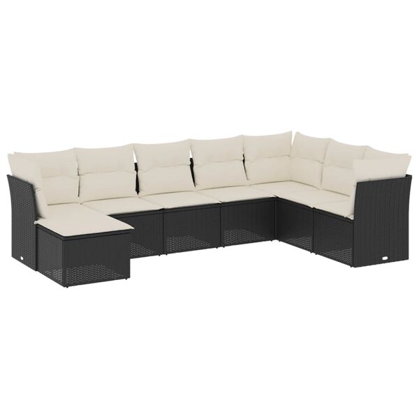 vidaXL Garden Sofa Set Black and Cream White