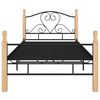 vidaXL Bed Frame Black and natural wood Powder-coated metal, solid oak wood