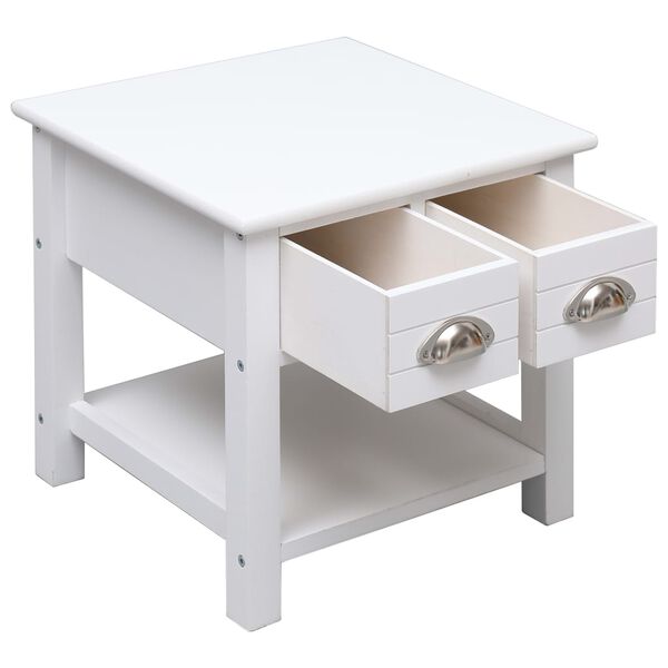 vidaXL Side Table White Paulownia Wood and MDF 15.7 x 15.7 x 15.7 in