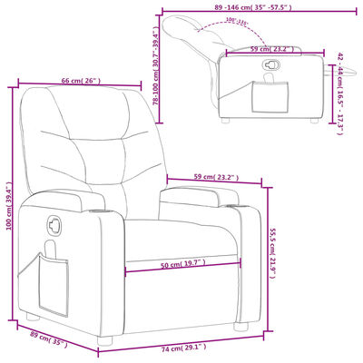 vidaXL Massage Recliner Chair Cream Fabric