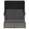 vidaXL Double Sun Lounger Grey PE Rattan Double Adjustable Armrests