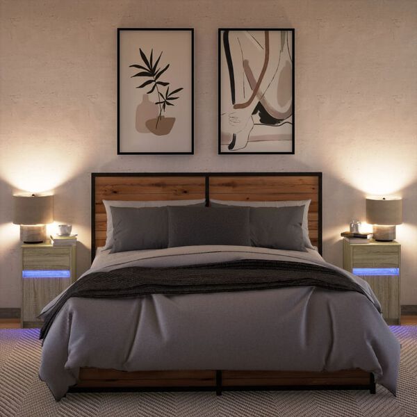 vidaXL Bedside Cabinet Set of 2 Sonoma Oak Engineered Wood Standard