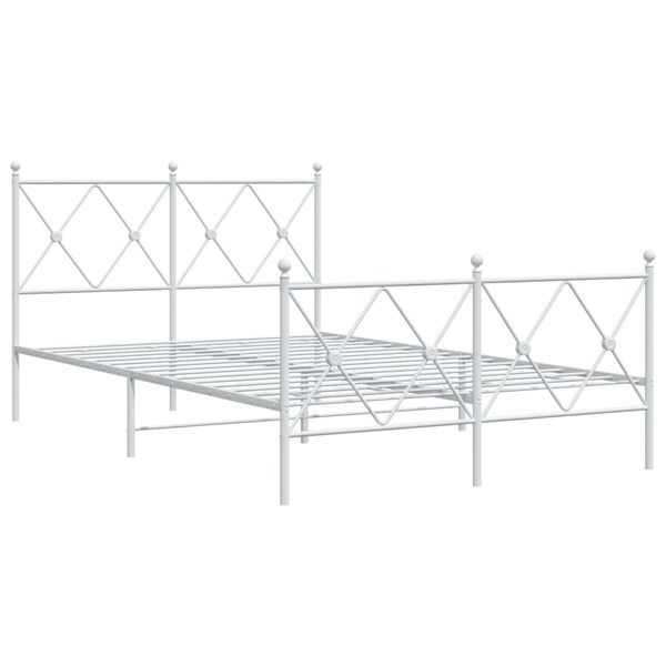 vidaXL Bed Frame White Steel Standard Double Bed Frame Rectangular
