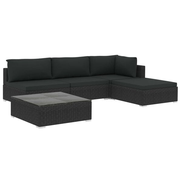 vidaXL Patio Lounge Set Set of 5 Black