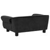vidaXL Dog Sofa Black Plush, Fir Wood Small Removable Covers Dog Sofa