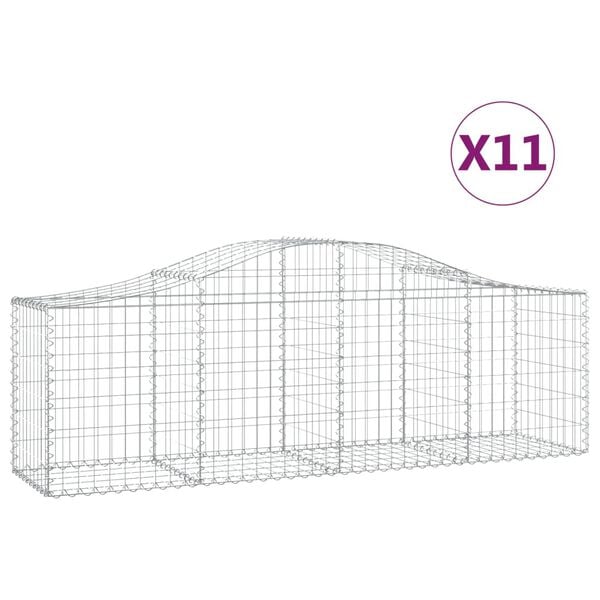 vidaXL Gabion Basket Set of 11 Silver Galvanized Iron Medium