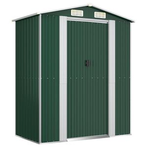 vidaXL Garden Shed Green Galvanized Steel Large Garden Shed