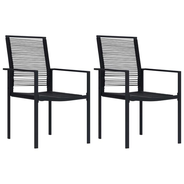 vidaXL Dining Set Black Glass, Powder-Coated Steel, PVC Hollow Rattan