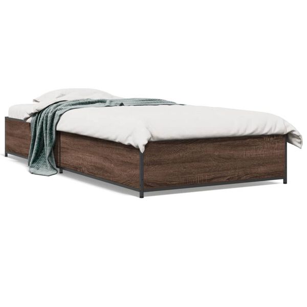 vidaXL Bed Frame Brown Oak Engineered Wood Small Single Durable